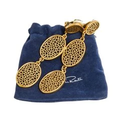 Oscar De La Renta Gold Tone Oval Drop Clip On Earrings For Women -Oscar de la Renta Sales Shop luxury women oscar de la rentaslug used accessories p603340 001