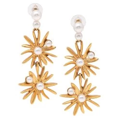 Oscar De La Renta Classic Faux Pearl Gold Tone Metal Starburst Drop Earrings For Women 11 Oscar De La Renta Classic Faux Pearl Gold Tone Metal Starburst Drop Earrings For Women -Oscar de la Renta Sales Shop luxury women oscar de la rentaslug used accessories p614806 001