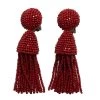 Oscar De La Renta Red Beaded Tassle Earrings For Women