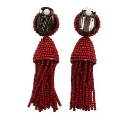 Oscar De La Renta Red Beaded Tassle Earrings For Women -Oscar de la Renta Sales Shop luxury women oscar de la rentaslug used accessories p70423 003