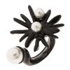 Oscar De La Renta Faux Pearl Black Enamel Flower Ring Size 53 For Women -Oscar de la Renta Sales Shop luxury women oscar de la rentaslug used accessories p79419 001