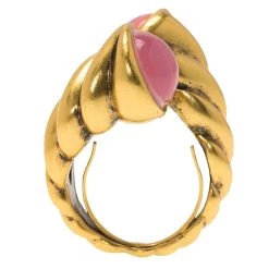 Oscar De La Renta Pink Cabochon Gold Tone Ring Size 54 For Women -Oscar de la Renta Sales Shop luxury women oscar de la rentaslug used accessories p79421 003