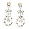 Oscar De La Renta Bow Drop Crystal Silver Tone Clip-On Drop Earrings For Women