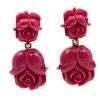Oscar De La Renta Double Rose Red Amaranth Clip-On Earrings For Women -Oscar de la Renta Sales Shop luxury women oscar de la rentaslug used accessories p82912 001