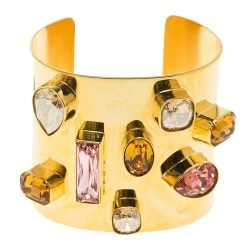 Oscar De La Renta Crystal & Gold Tone Open-Cuff Bracelet For Women