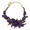 Oscar De La Renta Lilac Enamel Crystal Gold Tone Necklace For Women
