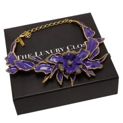 Oscar De La Renta Lilac Enamel Crystal Gold Tone Necklace For Women -Oscar de la Renta Sales Shop luxury women oscar de la rentaslug used accessories p83816 004