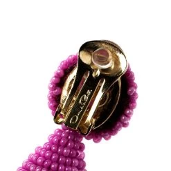 Oscar De La Renta Pink Beaded Long Tassel Clip-on Earrings For Women -Oscar de la Renta Sales Shop luxury women oscar de la rentaslug used accessories p91884 004