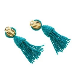 Oscar De La Renta Blue Beaded Tassel Earrings For Women -Oscar de la Renta Sales Shop luxury women oscar de la rentaslug used accessories p93996 003