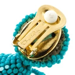 Oscar De La Renta Blue Beaded Tassel Earrings For Women -Oscar de la Renta Sales Shop luxury women oscar de la rentaslug used accessories p93996 004