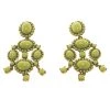 Oscar De La Renta Green Resin Gold Tone Chandelier Clip-on Earrings For Women