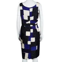 Oscar De La Renta Blue Patch Print Sleeveless Dress L For Women -Oscar de la Renta Sales Shop luxury women oscar de la rentaslug used clothes p107255 0003