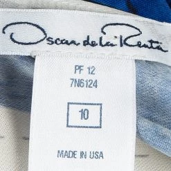 Oscar De La Renta Blue Patch Print Sleeveless Dress L For Women -Oscar de la Renta Sales Shop luxury women oscar de la rentaslug used clothes p107255 0005