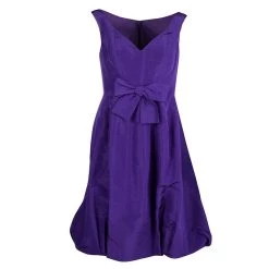 Oscar De La Renta Purple Bow Detail Sleeveless Dress M For Women