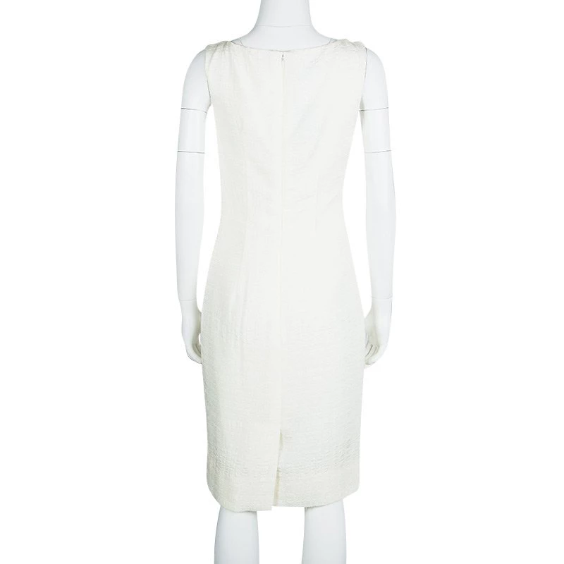 Oscar De La Renta Cream Textured Sleeveless Dress S For Women 5 Oscar De La Renta Cream Textured Sleeveless Dress S For Women - Image 3