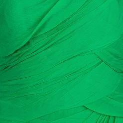 Oscar De La Renta Green Silk Chiffon One Shoulder Ruched Gown XS For Women -Oscar de la Renta Sales Shop luxury women oscar de la rentaslug used clothes p108164 0004