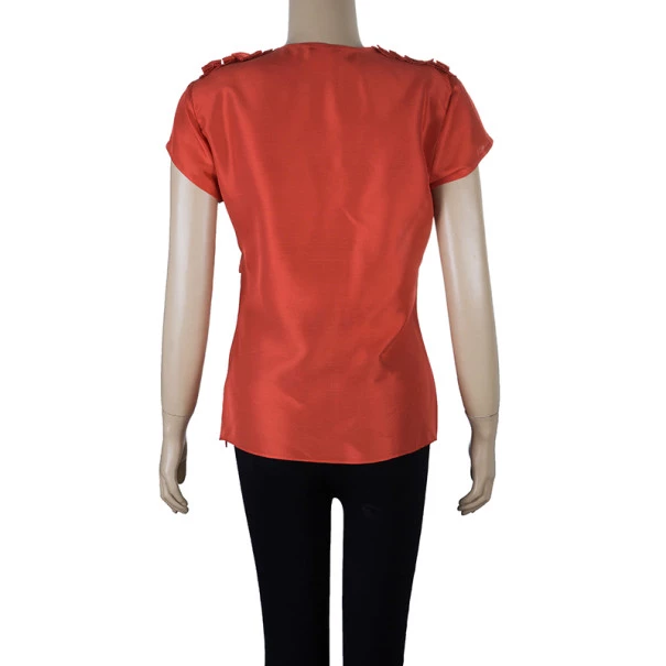 Oscar De La Renta Red Silk Bow Top S For Women 5 Oscar De La Renta Red Silk Bow Top S For Women - Image 3