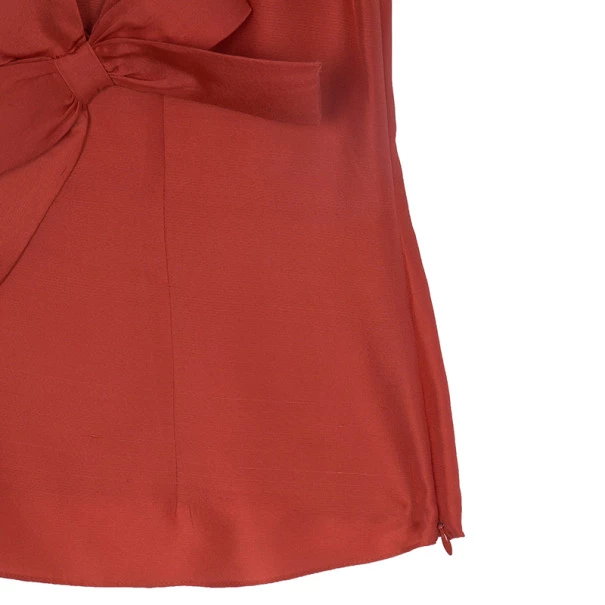 Oscar De La Renta Red Silk Bow Top S For Women 8 Oscar De La Renta Red Silk Bow Top S For Women - Image 6