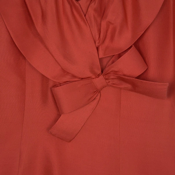 Oscar De La Renta Red Silk Bow Top S For Women 11 Oscar De La Renta Red Silk Bow Top S For Women - Image 9