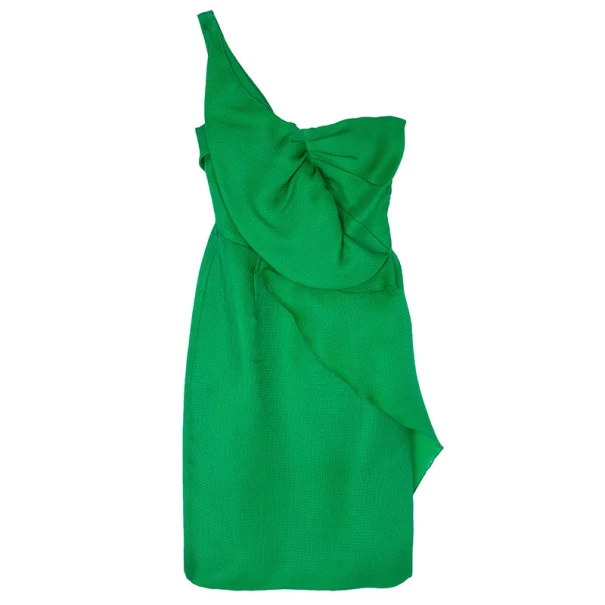 Oscar De La Renta Green Kelly Basketweave Silk-gazar Dress M For Women 3 Oscar De La Renta Green Kelly Basketweave Silk-gazar Dress M For Women
