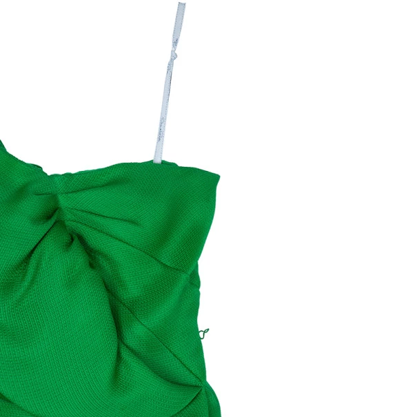 Oscar De La Renta Green Kelly Basketweave Silk-gazar Dress M For Women 7 Oscar De La Renta Green Kelly Basketweave Silk-gazar Dress M For Women - Image 5