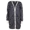 Oscar De La Renta Navy Blue And White Striped Oversized Cardigan L For Women