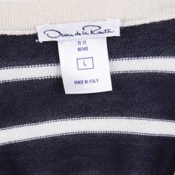 Oscar De La Renta Navy Blue And White Striped Oversized Cardigan L For Women -Oscar de la Renta Sales Shop luxury women oscar de la rentaslug used clothes p109522 0005