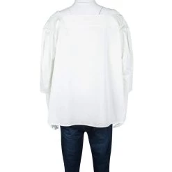 Oscar De La Renta Off White Cotton Puffed Sleeve Blouse XXXL For Women -Oscar de la Renta Sales Shop luxury women oscar de la rentaslug used clothes p111969 0003