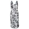 Oscar De La Renta Grey Floral Print Contrast Lined Draped Sleeveless Dress XL For Women -Oscar de la Renta Sales Shop luxury women oscar de la rentaslug used clothes p112866 0001