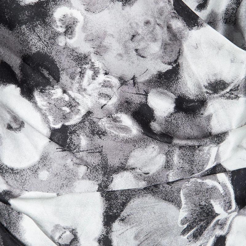 Oscar De La Renta Grey Floral Print Contrast Lined Draped Sleeveless Dress XL For Women 6 Oscar De La Renta Grey Floral Print Contrast Lined Draped Sleeveless Dress XL For Women - Image 4