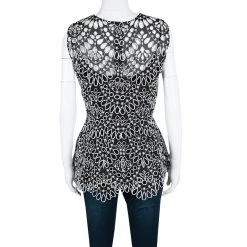 Oscar De La Renta Monochrome Eyelet Embroidered Sleeveless Top M For Women -Oscar de la Renta Sales Shop luxury women oscar de la rentaslug used clothes p113075 0003