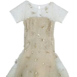 Oscar De La Renta Gold Tulle Embroidered Dress L For Women -Oscar de la Renta Sales Shop luxury women oscar de la rentaslug used clothes p11378 004