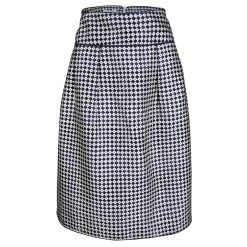 Oscar De La Renta Blue And White Diamond And Dot Print Skirt MTO For Women