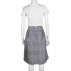 Oscar De La Renta Blue And White Diamond And Dot Print Skirt MTO For Women -Oscar de la Renta Sales Shop luxury women oscar de la rentaslug used clothes p117835 003