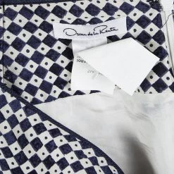Oscar De La Renta Blue And White Diamond And Dot Print Skirt MTO For Women -Oscar de la Renta Sales Shop luxury women oscar de la rentaslug used clothes p117835 005
