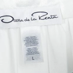 Oscar De La Renta White And Green Printed Embroidered Neck Kaftan L For Women -Oscar de la Renta Sales Shop luxury women oscar de la rentaslug used clothes p118561 0005