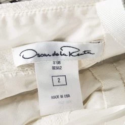 Oscar De La Renta Off White Basket Weave Embellished Ruched Silk Gown S For Women -Oscar de la Renta Sales Shop luxury women oscar de la rentaslug used clothes p120040 0005