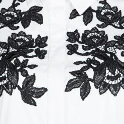 Oscar De La Renta White Stretch Cotton Contrast Lace Applique Detail Shirt M For Women -Oscar de la Renta Sales Shop luxury women oscar de la rentaslug used clothes p128506 004