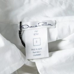 Oscar De La Renta White Stretch Cotton Contrast Lace Applique Detail Shirt M For Women -Oscar de la Renta Sales Shop luxury women oscar de la rentaslug used clothes p128506 005