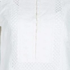 Oscar De La Renta White Broderie Anglaise Long Sleeve Blouse M For Women -Oscar de la Renta Sales Shop luxury women oscar de la rentaslug used clothes p133712 0004
