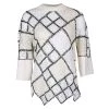 Oscar De La Renta Cream Lace And Crochet Patchwork Sweater M For Women