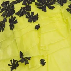 Oscar De La Renta Chartreuse Ruffled Floral Applique Detail Silk Organza Top M For Women -Oscar de la Renta Sales Shop luxury women oscar de la rentaslug used clothes p140593 0004