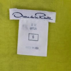 Oscar De La Renta Chartreuse Ruffled Floral Applique Detail Silk Organza Top M For Women -Oscar de la Renta Sales Shop luxury women oscar de la rentaslug used clothes p140593 0005