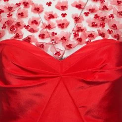 Oscar De La Renta Red Sequin Floral Embellished Cutout Detail Ball Gown S For Women -Oscar de la Renta Sales Shop luxury women oscar de la rentaslug used clothes p148704 0004