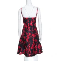Oscar De La Renta Black And Red Floral Print Embroidered Sleeveless Sundress M For Women -Oscar de la Renta Sales Shop luxury women oscar de la rentaslug used clothes p155479 0003