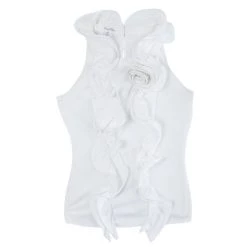 Oscar De La Renta White Silk Ruffled Blouse M For Women