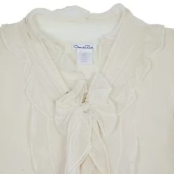 Oscar De La Renta White Front Ruffle Chiffon Top S For Women -Oscar de la Renta Sales Shop luxury women oscar de la rentaslug used clothes p17154 004