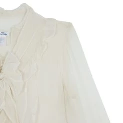 Oscar De La Renta White Front Ruffle Chiffon Top S For Women -Oscar de la Renta Sales Shop luxury women oscar de la rentaslug used clothes p17154 006