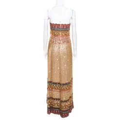 Oscar De La Renta Multicolor Embroidered Sequin Embellished Strapless Gown L For Women -Oscar de la Renta Sales Shop luxury women oscar de la rentaslug used clothes p172331 001