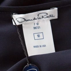 Oscar De La Renta Navy Blue Satin Cowl Neck Long Sleeve Blouse L For Women -Oscar de la Renta Sales Shop luxury women oscar de la rentaslug used clothes p172474 002